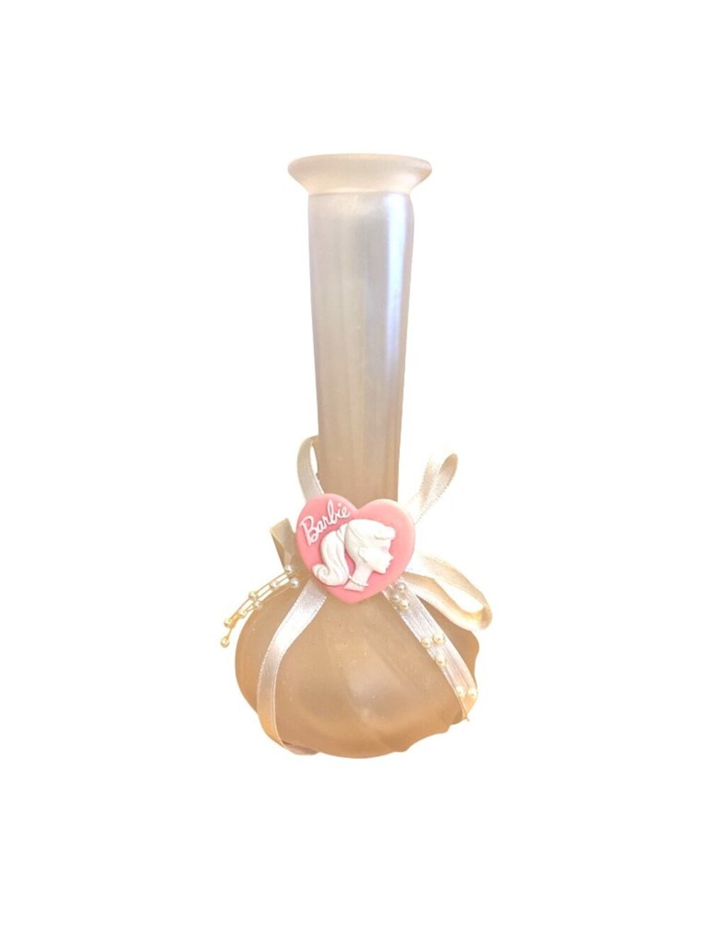 Vintage 1995 Enesco Barbie Cameo Collection 6" Frosted Swirled Glass Bud Vase